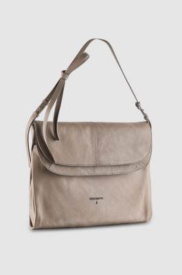 Borsa a spalla in pelle liscia con tracolla regolabile, Beige, Patrizia Pepe