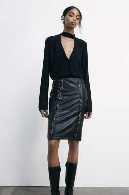 Viscose shirt with sash, Black, Patrizia Pepe