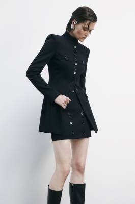 Wrap-skirt with buttons, Black, Patrizia Pepe