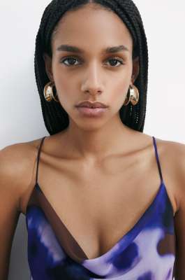 Waves half hoop metal earrings, Gold, Patrizia Pepe