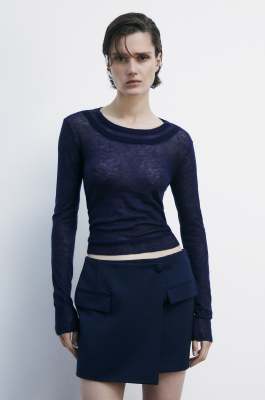 Maglia con scollo a barca in pura lana, Azzurro, Patrizia Pepe