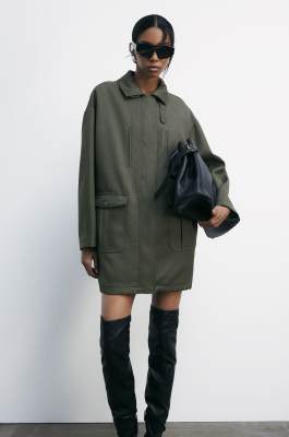 Cappotto over con gilet interno integrato, Verde, Patrizia Pepe