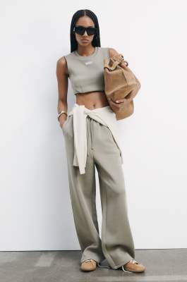 Pantaloni jogger oversize, Beige, Patrizia Pepe