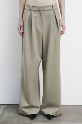 Regular fit gabardine palazzo pants, Beige, Patrizia Pepe