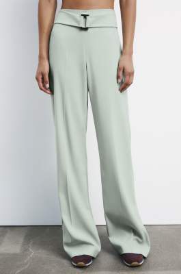 Belted palazzo-fit pants, Green, Patrizia Pepe