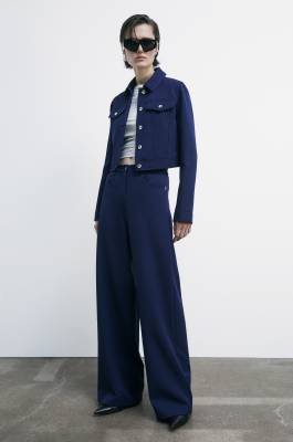 Palazzo pants in stretch fabric, Blue, Patrizia Pepe