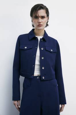 Veste courte effet jean, Bleu, Patrizia Pepe