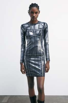 Metallic mini dress, Black, Patrizia Pepe