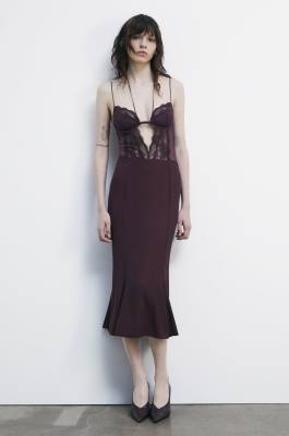 High-waisted flared midi skirt, Purple, Patrizia Pepe