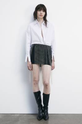 Short skirt with dangling rhinestones, Black, Patrizia Pepe