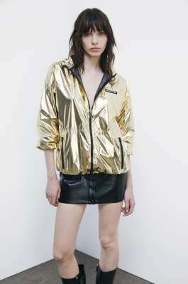 Veste à capuche effet brillant, Or, Patrizia Pepe