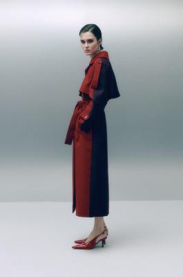Cappotto trench bicolore in lana, Viola, Patrizia Pepe