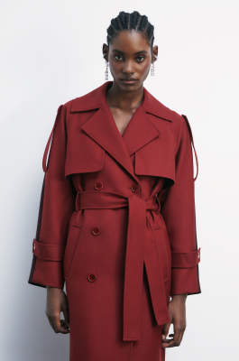 Cappotto trench bicolore in lana, Viola, Patrizia Pepe