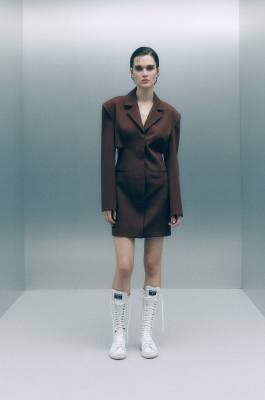 Abito blazer mini con cut-out, Marrone, Patrizia Pepe