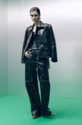 Palazzo pants in coated fabric, Brown, Patrizia Pepe