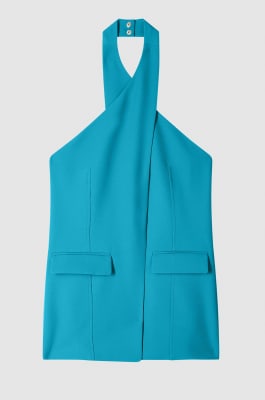 Vest with crossover neckline, Green, Patrizia Pepe