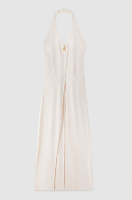 Long dress tied at the neck with open back, Purple, Patrizia Pepe
