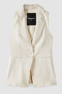 Essential viscose and linen vest, Beige, Patrizia Pepe