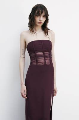Long dress with bodice and slit, Purple, Patrizia Pepe