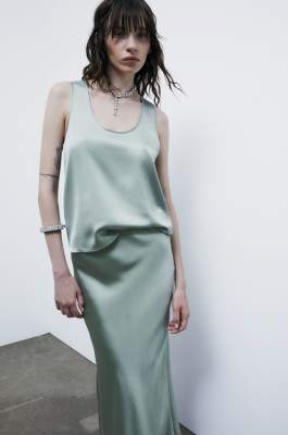 Fließendes Satin-Top, Grün, Patrizia Pepe