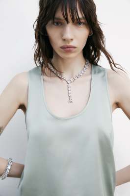 Fließendes Satin-Top, Grün, Patrizia Pepe