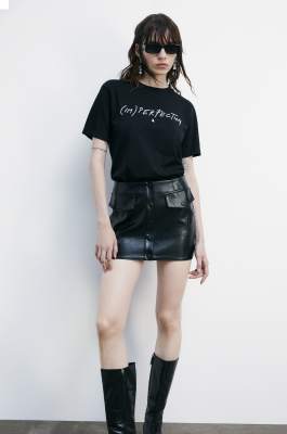 Regular fit t-shirt with (IM)Perfection print, Black, Patrizia Pepe