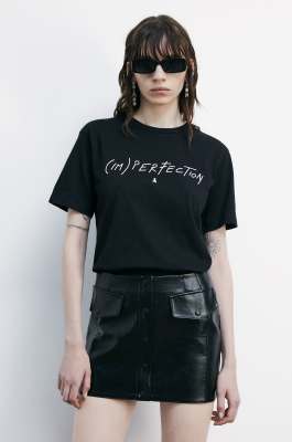 Regular fit t-shirt with (IM)Perfection print, Black, Patrizia Pepe