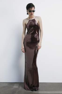Long stretch tulle dress with sequins, Red, Patrizia Pepe