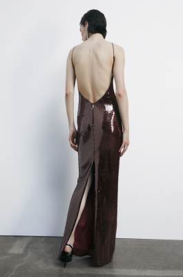 Long stretch tulle dress with sequins, Red, Patrizia Pepe