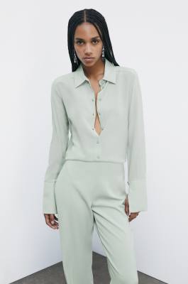 Regular fit silk crepe shirt, Green, Patrizia Pepe