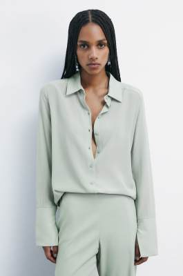 Regular fit silk crepe shirt, Green, Patrizia Pepe