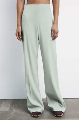 Belted palazzo-fit pants, Green, Patrizia Pepe