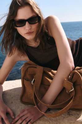 Borsa Shopping (IM)PERFECTION in suede, Beige, Patrizia Pepe