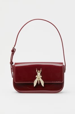 Essential Fly glossy leather shoulder bag, Pink, Patrizia Pepe