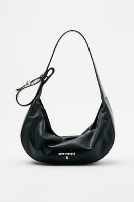 New Moon leather bag medium with shoulder strap, Black, Patrizia Pepe