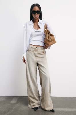 Low-waist jeans with relaxed fit, Beige, Patrizia Pepe