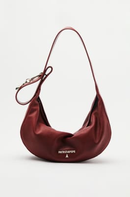 New Moon leather bag medium with shoulder strap, Red, Patrizia Pepe
