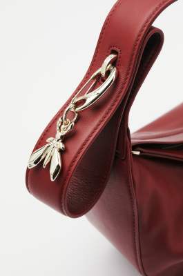 New Moon leather bag medium with shoulder strap, Red, Patrizia Pepe