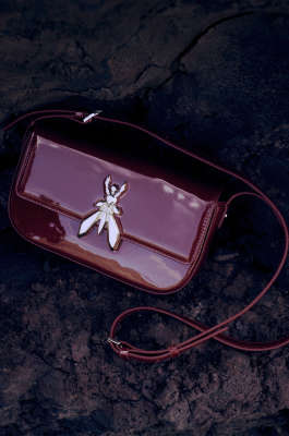 &quot;ESSENTIAL&quot; Fly glossy leather shoulder bag, Red, Patrizia Pepe