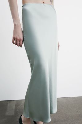 Gonna midi in raso, Verde, Patrizia Pepe