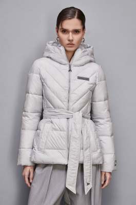 Piumino &quot;ESSENTIAL&quot; con cintura, Grigio, Patrizia Pepe