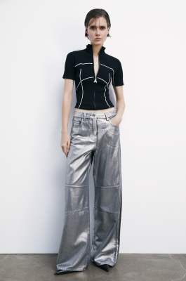Maglia a maniche corte con zip, Nero, Patrizia Pepe
