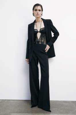 Belted palazzo-fit pants, Black, Patrizia Pepe