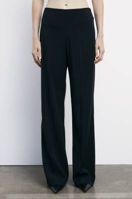 Belted palazzo-fit pants, Black, Patrizia Pepe