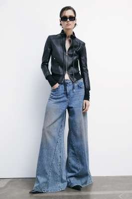 Jeans wide leg a vita bassa, Blu, Patrizia Pepe