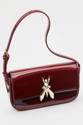 &quot;ESSENTIAL&quot; Fly glossy leather shoulder bag, Red, Patrizia Pepe