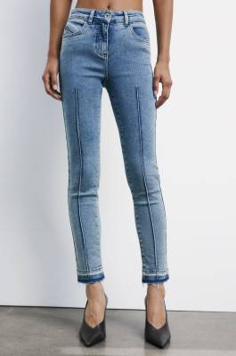 Jeans straight stretch con ricami, Blu, Patrizia Pepe