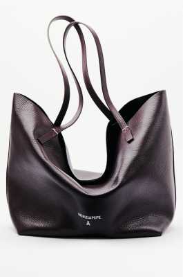 Borsa shopping Never Complete in pelle martellata, Viola, Patrizia Pepe