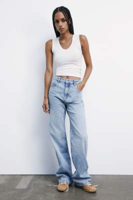 Jeans a vita alta straight fit, Blu, Patrizia Pepe