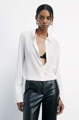 Regular fit silk crepe shirt, White, Patrizia Pepe